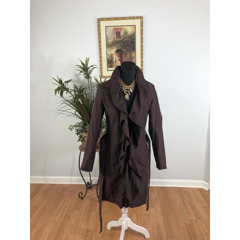 Sistè’s‎ Made In Italy Pea Coat Purple SM Pocket Long Sleeve Open Wool Blended